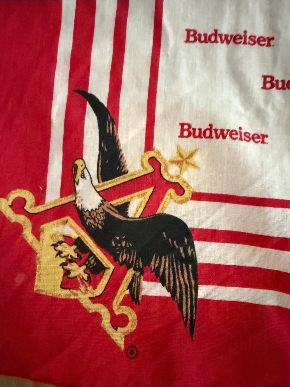 Budweiser Red and White Eagle Crest Bandana vintage 1989 - Picture 3 of 6